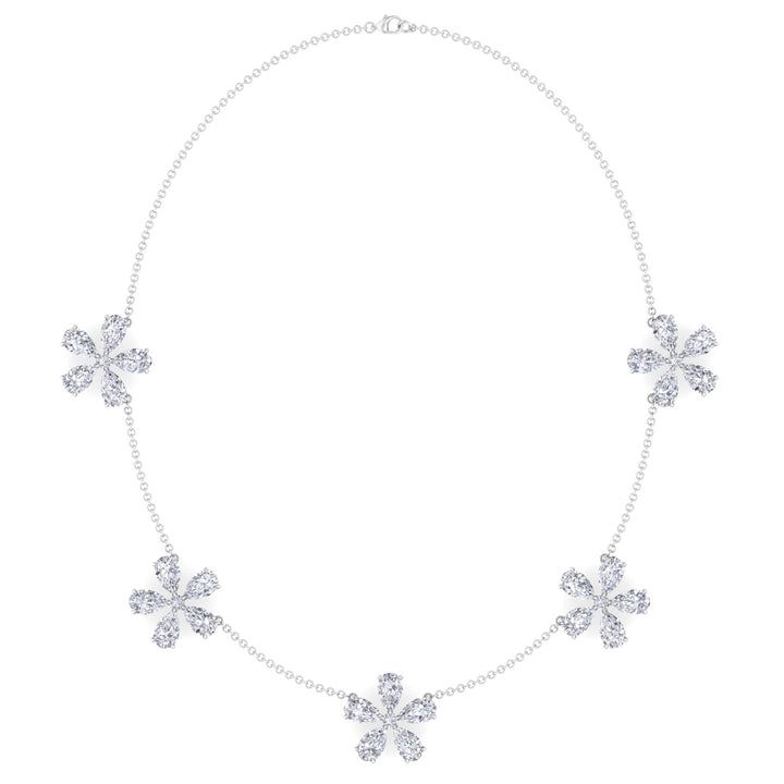 Five Flower Lab Grown Diamond Necklace White Gold 14K 18K
