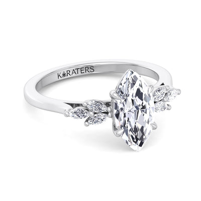 Kerbel - Marquise Cut Solitaire Lab Grown Diamond Engagement Ring Marquise Triple SideStones