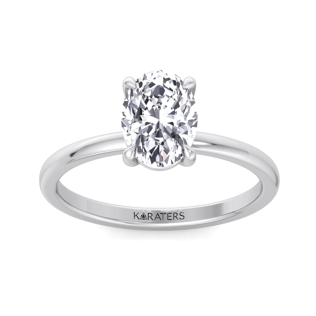 Two Tone Gold Oval Cut Lab Grown Diamond Engagement Ring