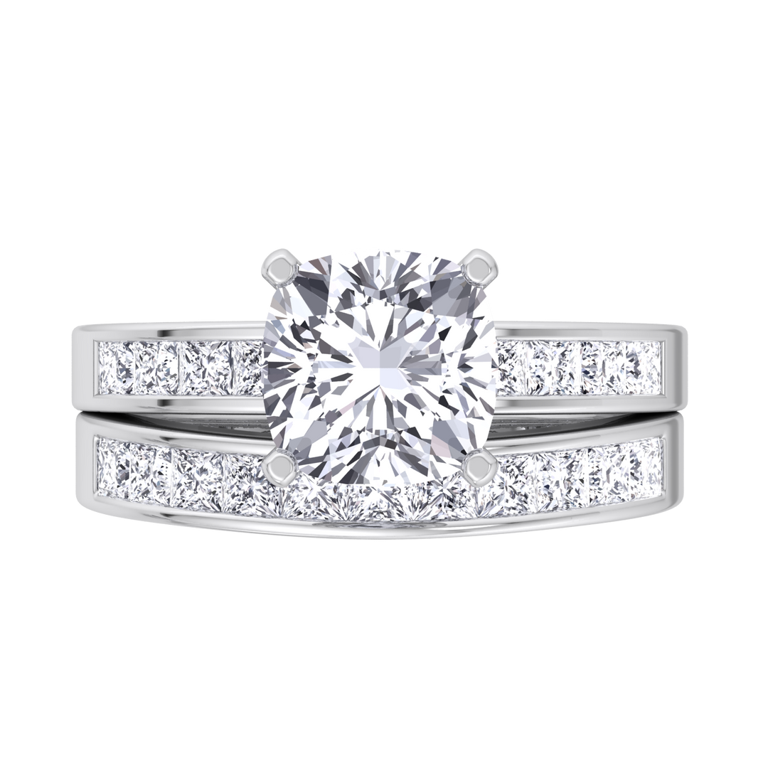 3.85CT Total Weight Channel Stye Lab Grown Diamond Wedding Set White Gold 14K 18K