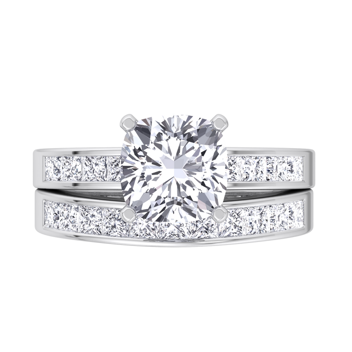 3.85CT Total Weight Channel Stye Lab Grown Diamond Wedding Set White Gold 14K 18K