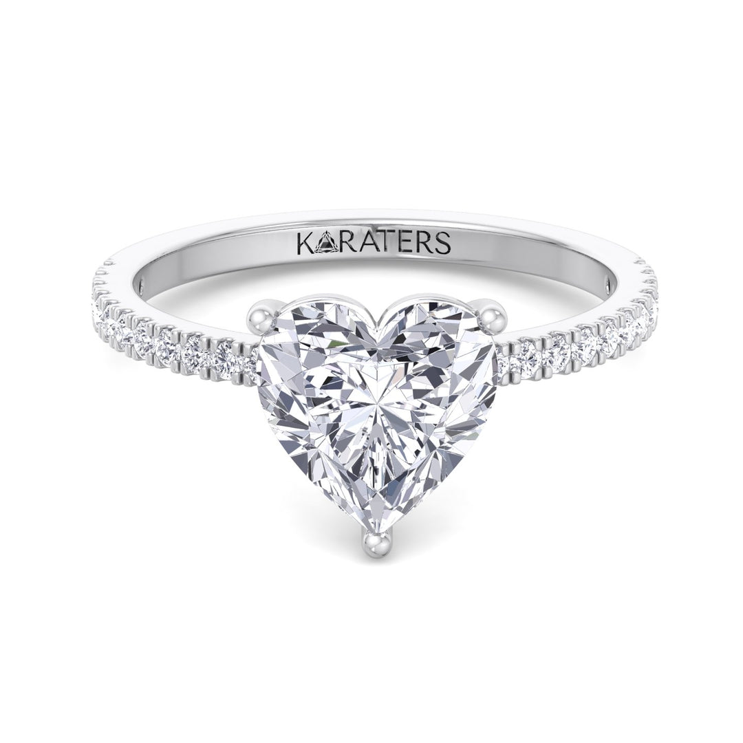 Heart Shaped Cut Lab Grown Diamond Engagement Ring with SideStones