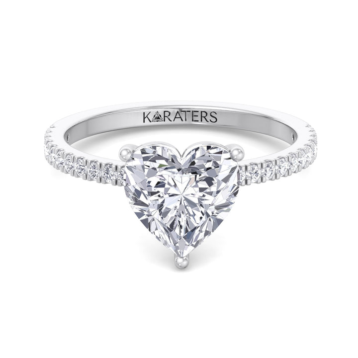 Heart Shaped Cut Lab Grown Diamond Engagement Ring with SideStones