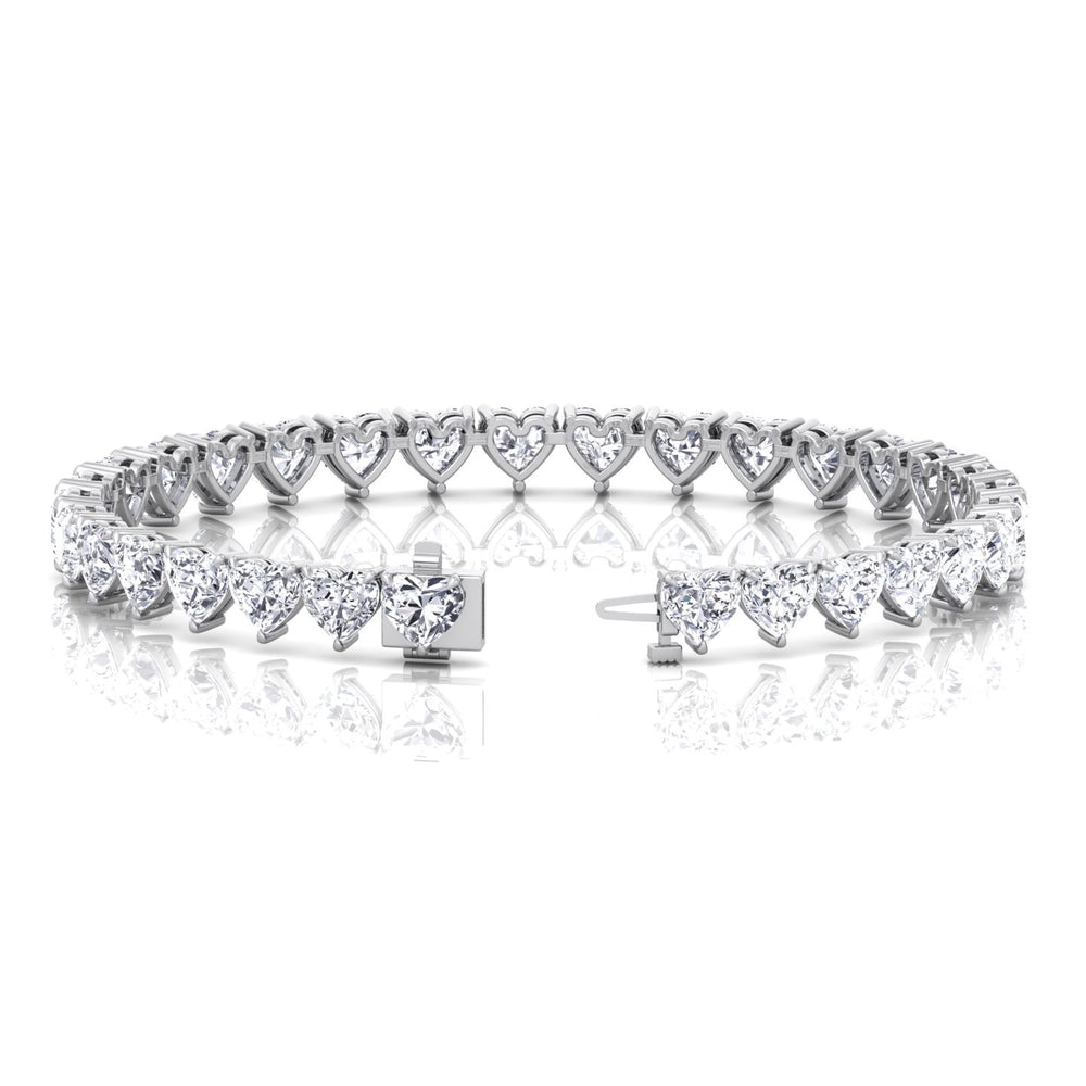 Heart Shape Lab Grown Diamond Tennis Bracelet White Gold 14K