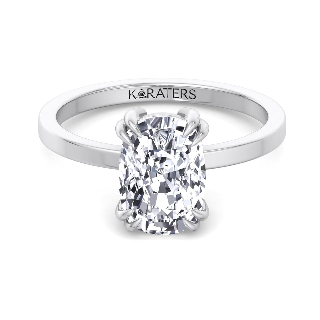 Elongated Cushion Cut Solitaire Lab Grown Diamond Engagement Ring