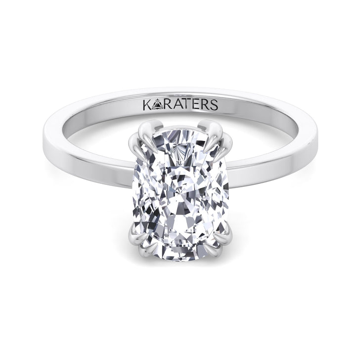 Elongated Cushion Cut Solitaire Lab Grown Diamond Engagement Ring