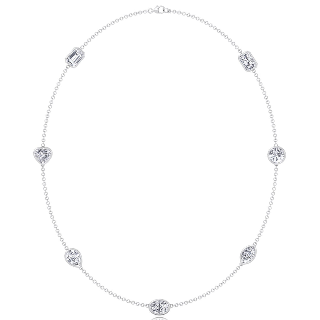 Multi Shape Lab Grown Diamond By The Yard Necklace White Gold 18K