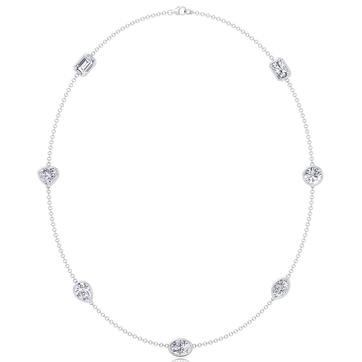 Multi Shape Lab Grown Diamond By The Yard Necklace White Gold 18K