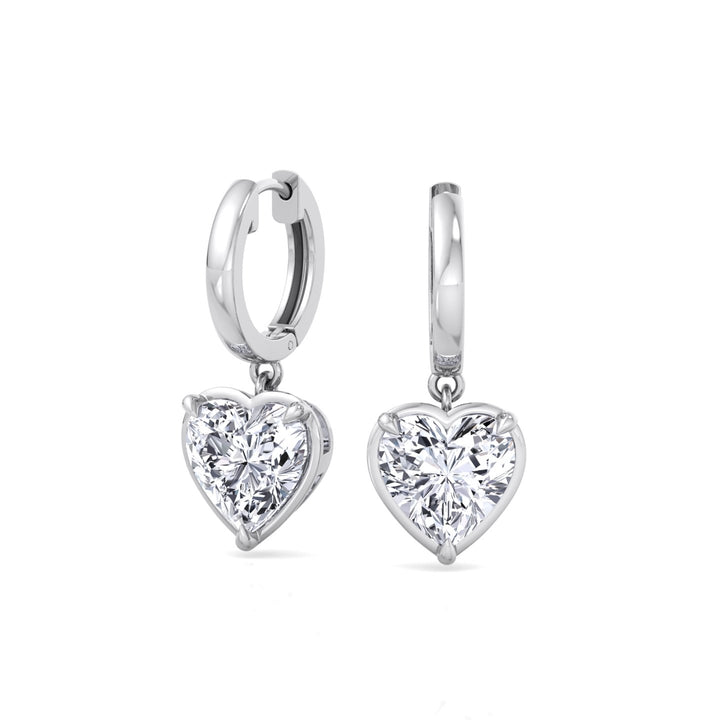 Heart Shape Lab Grown Diamond Dangle Earrings WG 4
