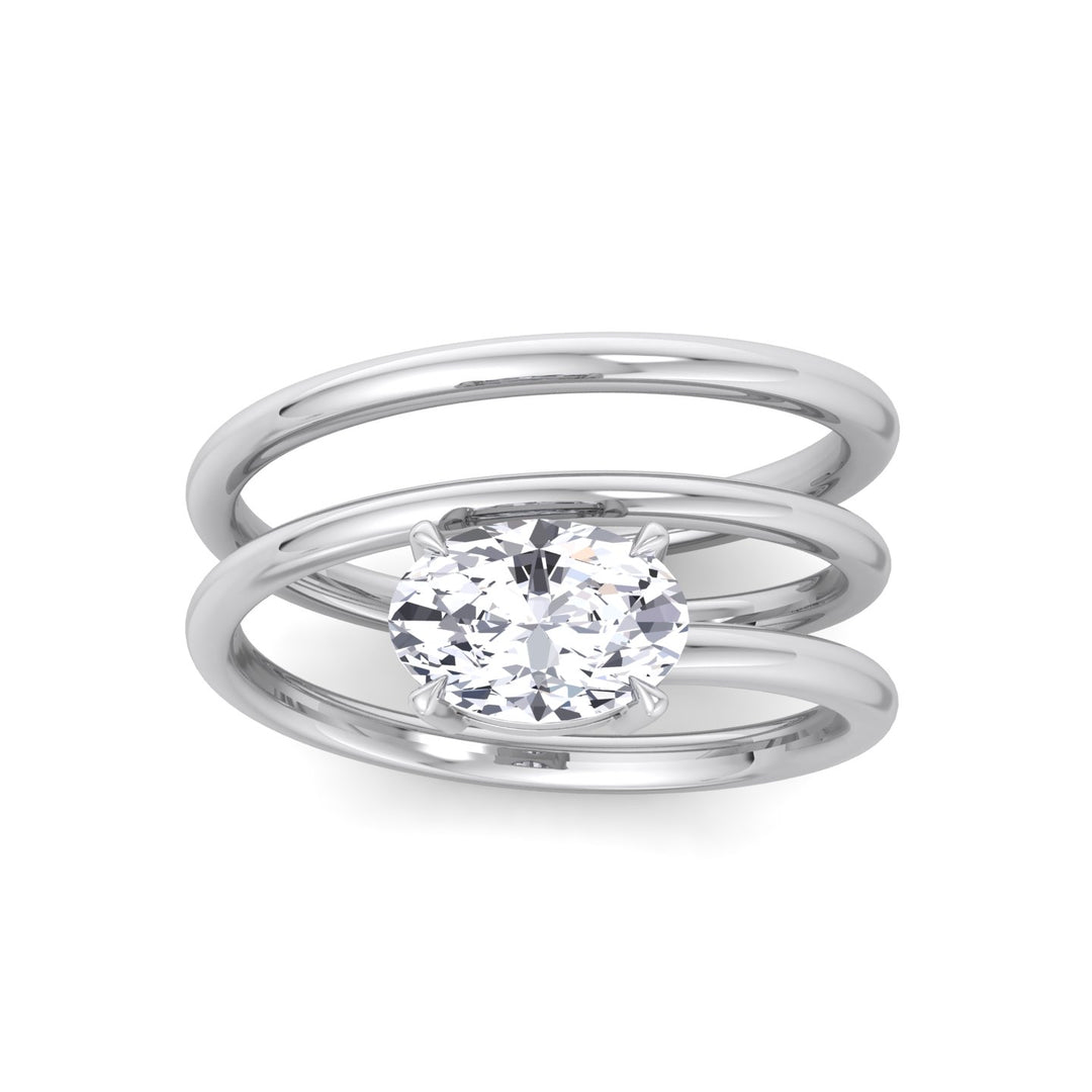 WG Oval Shape Spiral Lab Grown Diamond Ring 2