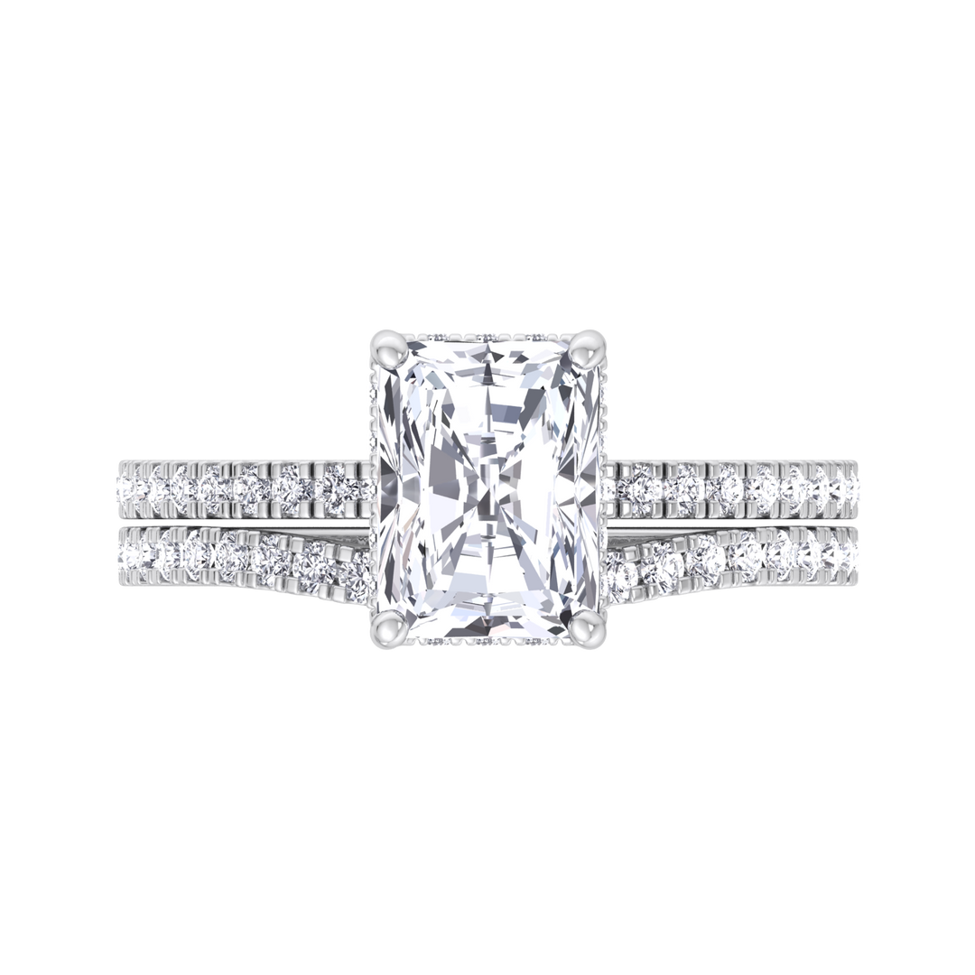 3.80CT Total Weight Radiant Cut Lab Grown Diamond Wedding Set White Gold