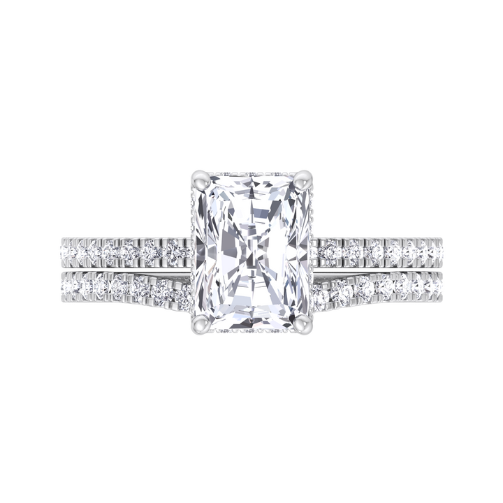 3.80CT Total Weight Radiant Cut Lab Grown Diamond Wedding Set White Gold
