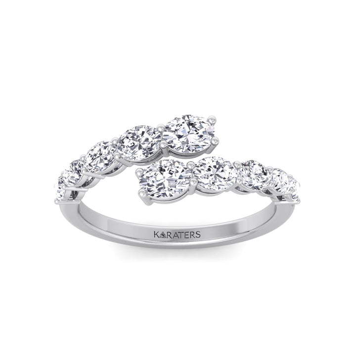 Graduated Oval Shape Lab Grown Diamond Wrap Ring White Gold 14K 18K