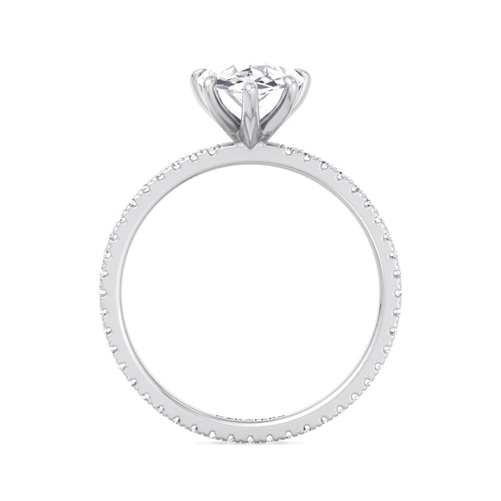 Pear Shape Lab Grown Diamond Engagement Ring with Round Side Stones