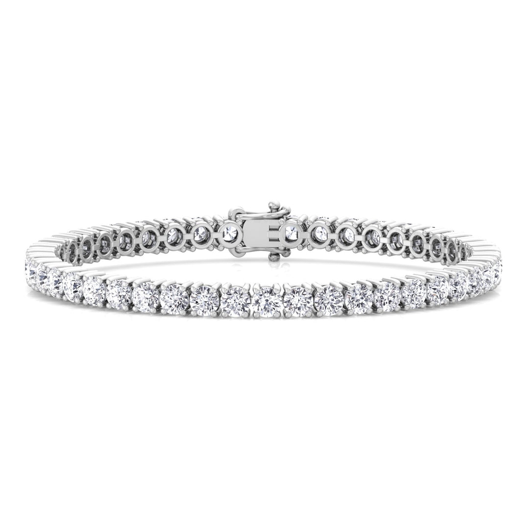 4 Prong Round Cut Lab-Grown Diamond Tennis Bracelet 14K Solid Gold