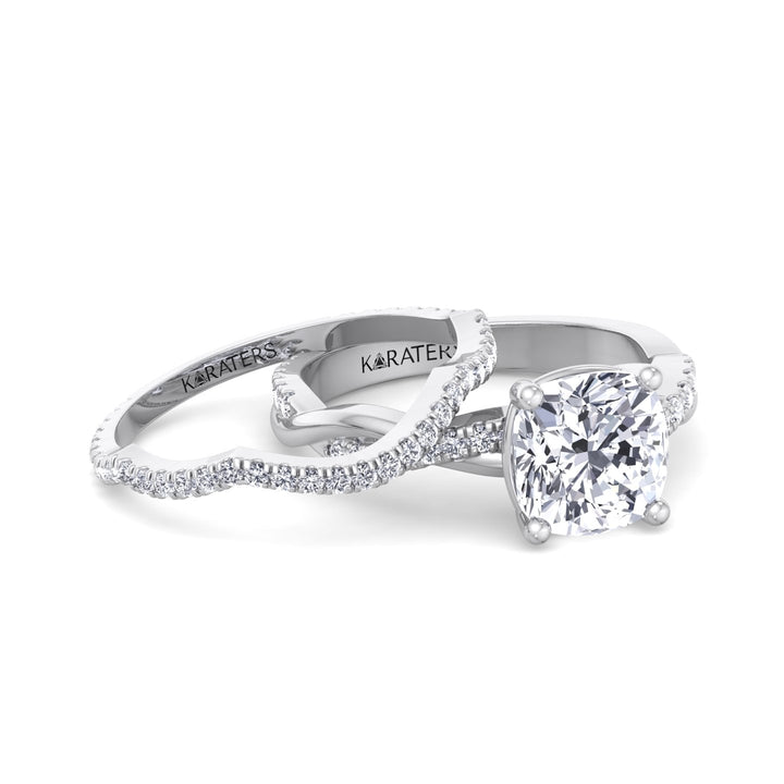 4.5CT Total Weight Cushion Cut Lab Grown Diamond Wedding Set White Gold 14K