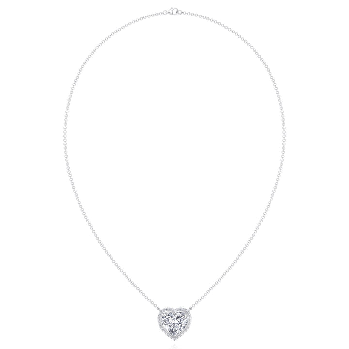 Invisible Halo Heart Shape Lab Grown Diamond Pendant White Gold 14K 18K