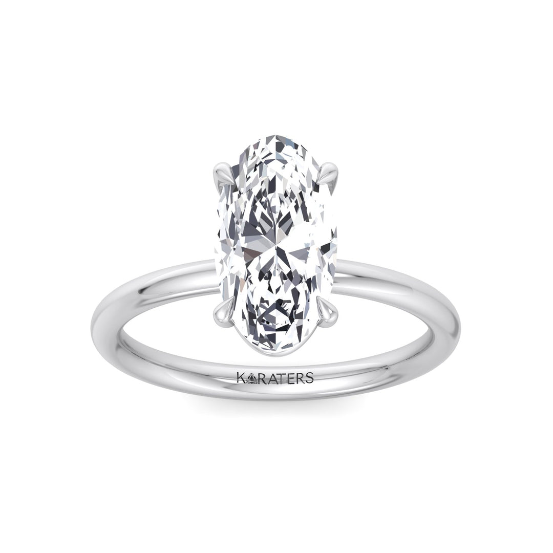Moval Solitaire Lab-Grown Diamond Engagement Ring White Gold 14K 18K