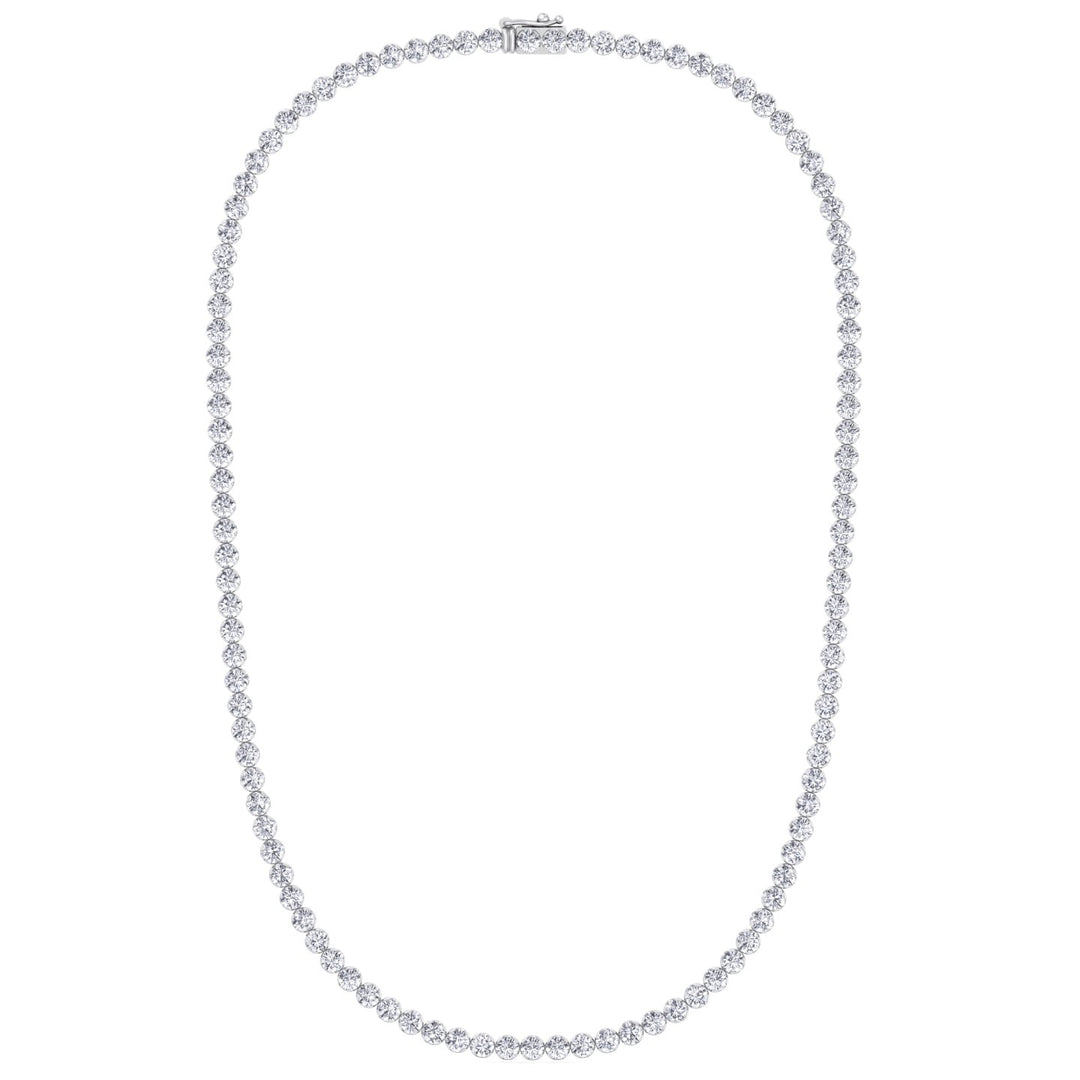 Illusion Set Round Shape Lab Grown Diamond Tennis Necklace White Gold 18K