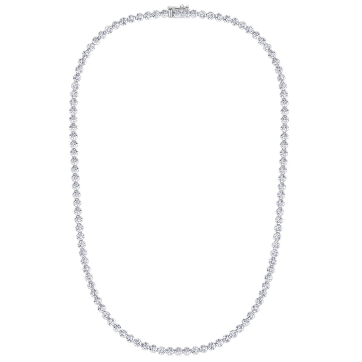 Illusion Set Round Shape Lab Grown Diamond Tennis Necklace White Gold 18K