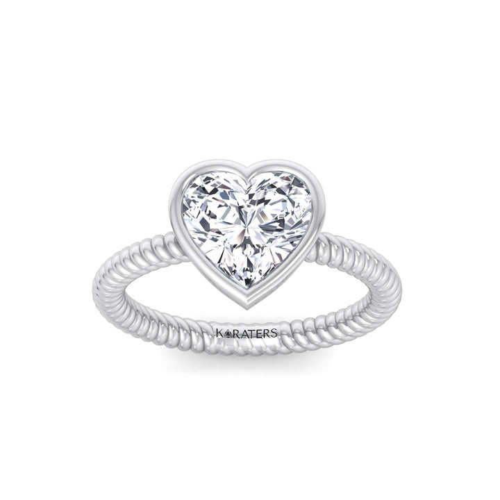 Heart Shape Twisted Rope Band Lab  Diamond Ring WG 3