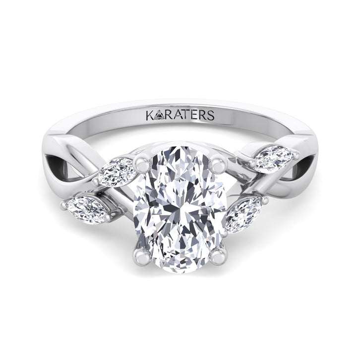 Oval Cut Lab Grown Diamond Engagement Ring with Twist Band