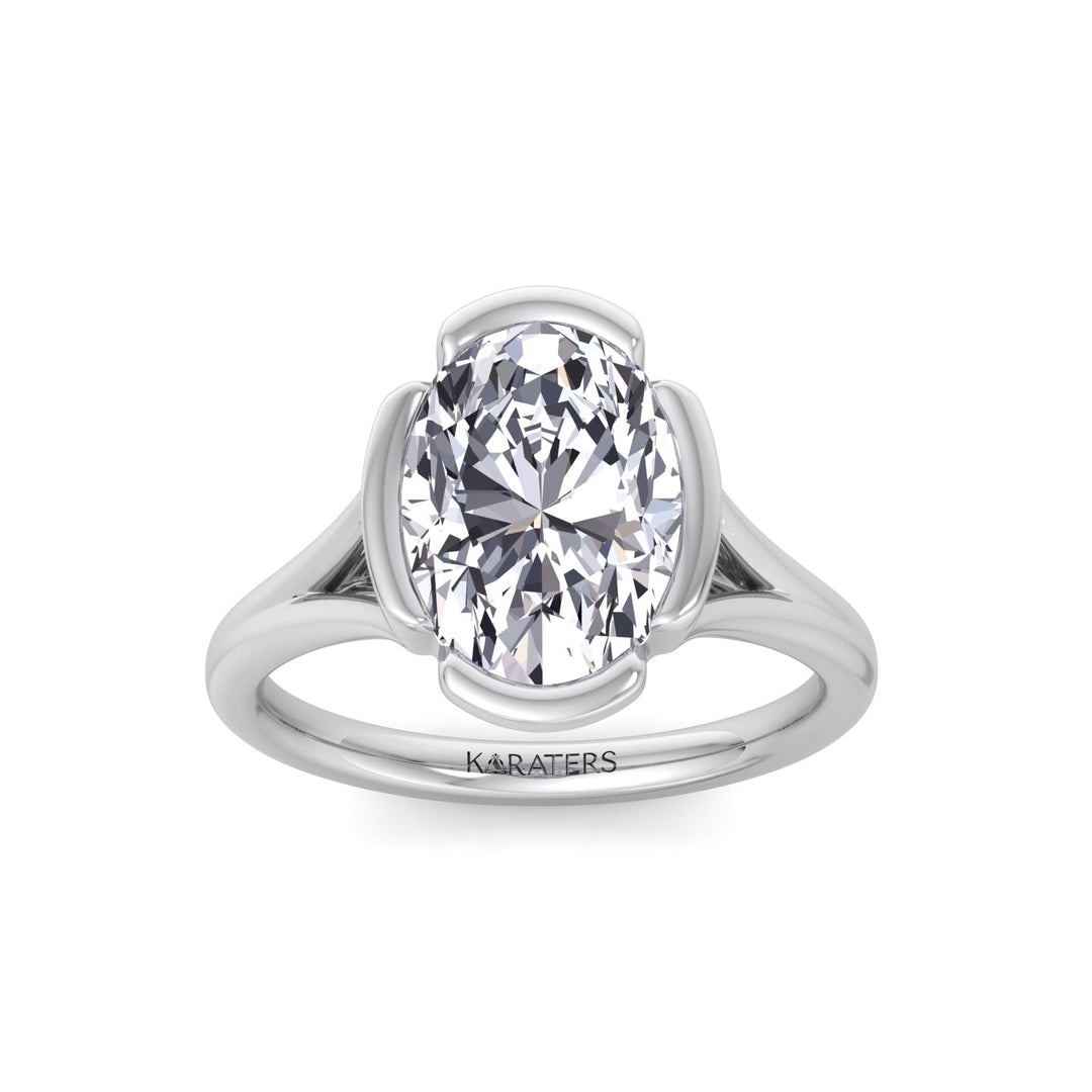 Oval Shape Lab-Grown Diamond Split Band Engagement Ring WG 3