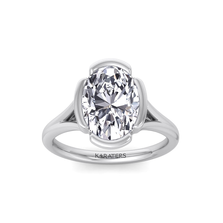 Oval Shape Lab-Grown Diamond Split Band Engagement Ring WG 3