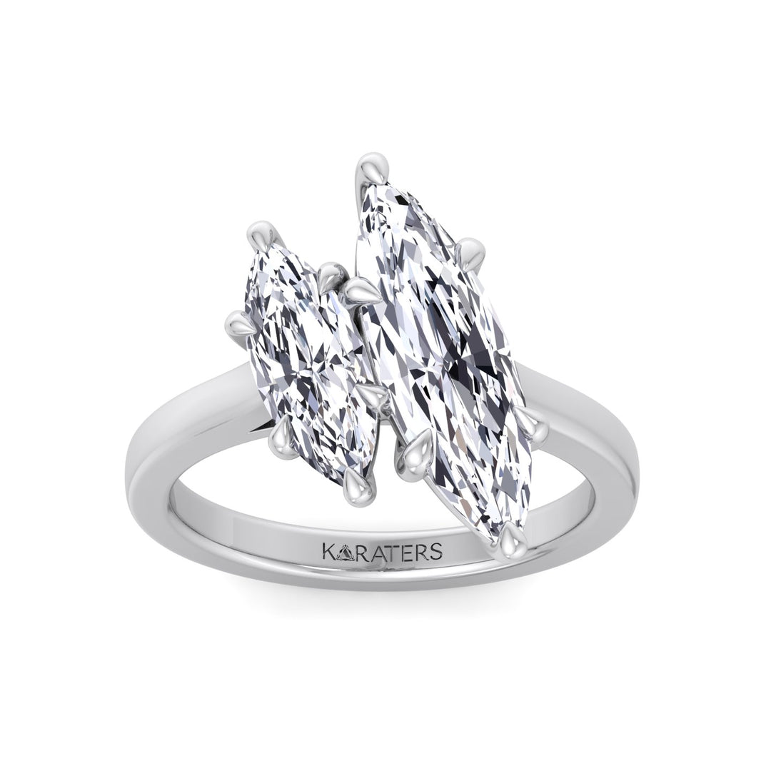 Marquise Cut Two-Stone Lab Grown Diamond Engagement Ring Platinum