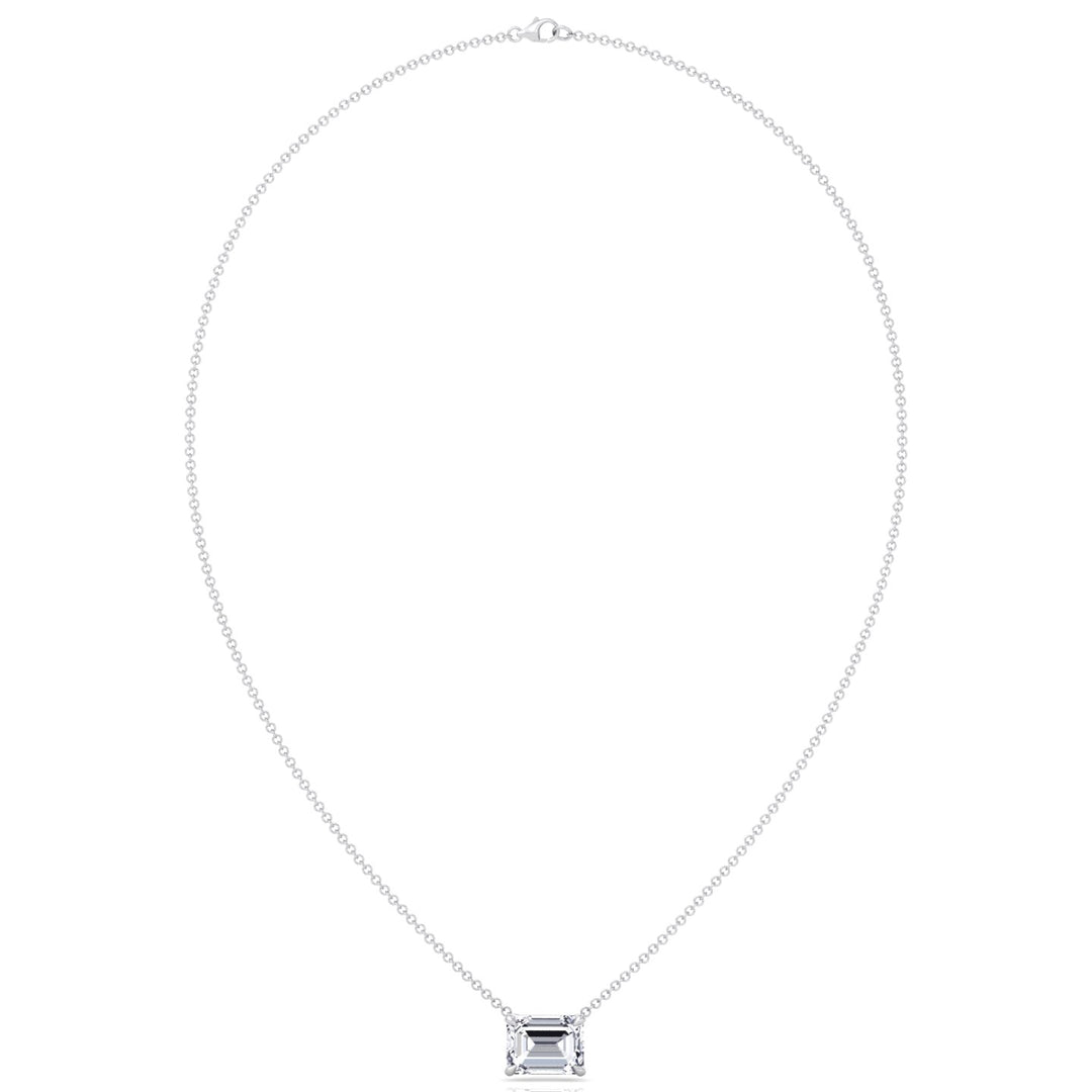 Floating Emerald Shape Lab Grown Diamond Pendant White Gold 14K 18K