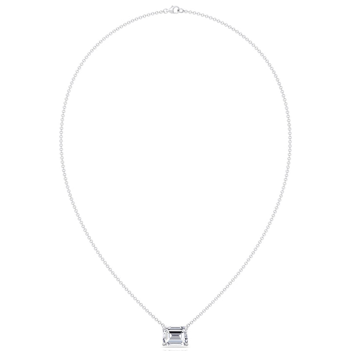 Floating Emerald Shape Lab Grown Diamond Pendant White Gold 14K 18K