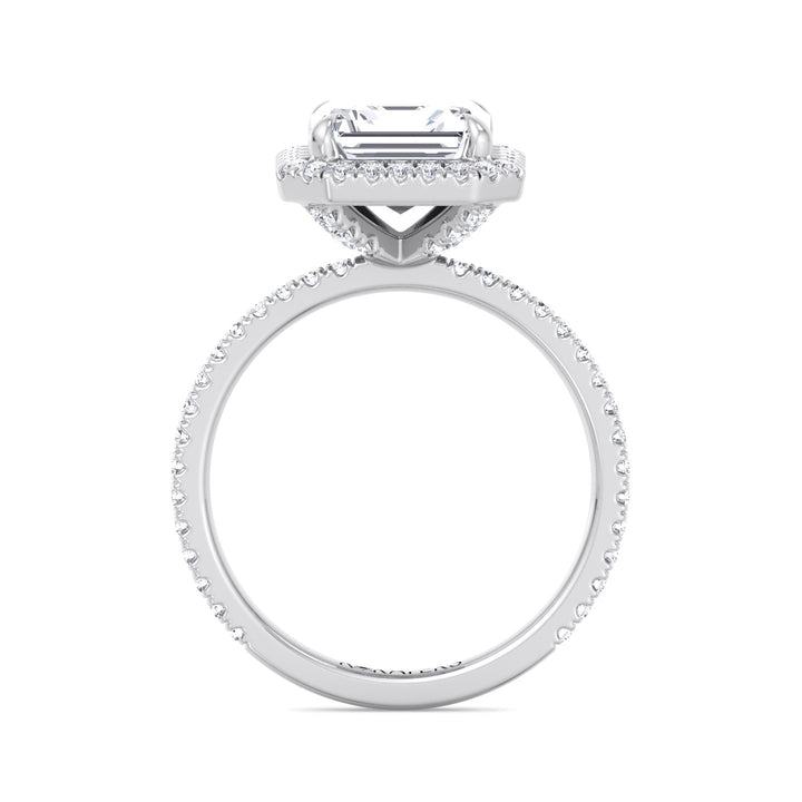 Asscher Cut Lab Grown Diamond Engagement Ring with a Halo