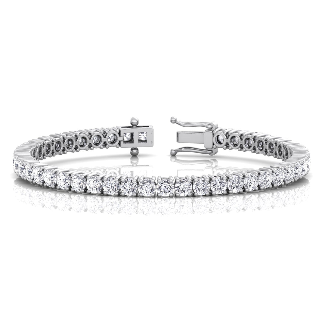 3CT 4 Prong Round Cut Lab Grown Diamond Tennis Bracelet 14K Solid Gold