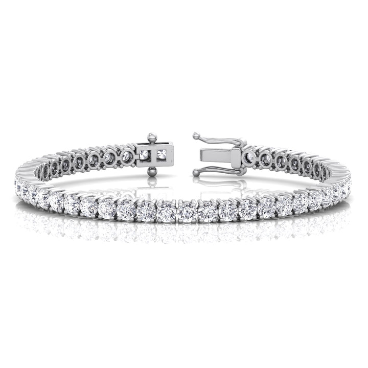 3CT 4 Prong Round Cut Lab Grown Diamond Tennis Bracelet 14K Solid Gold