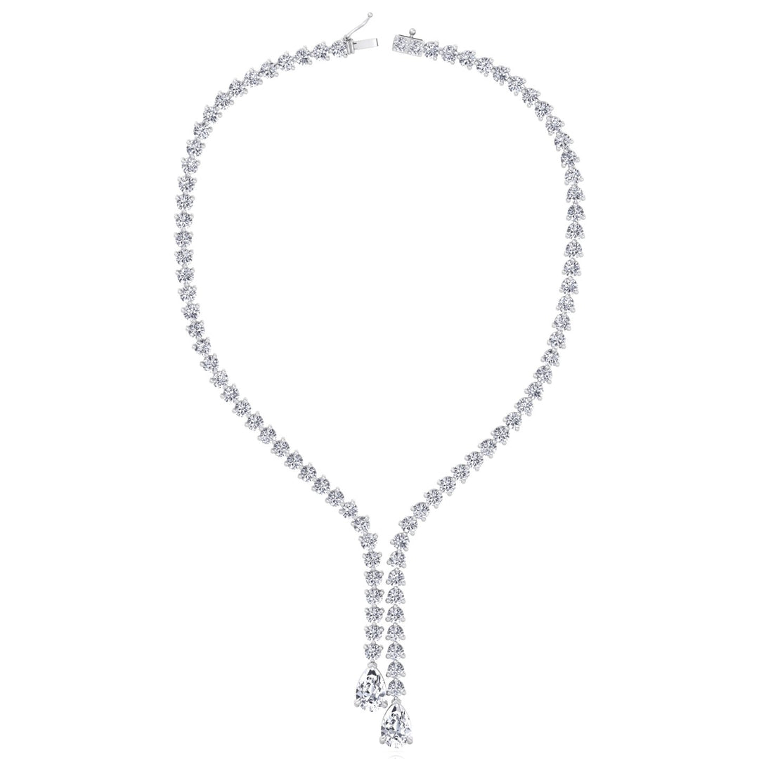 18CT T.W. Pear Shape Lab Grown Diamond Lariat Tennis Necklace White Gold 14K 18K