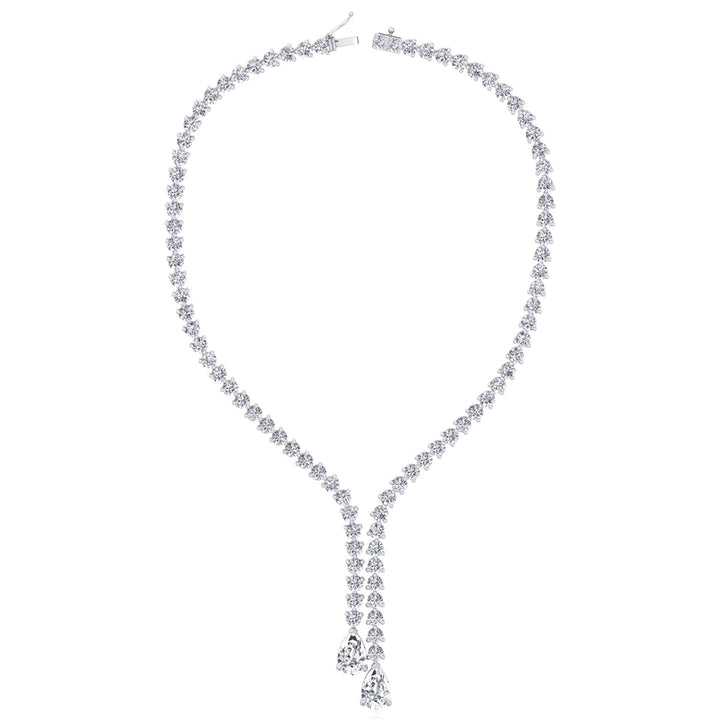 18CT T.W. Pear Shape Lab Grown Diamond Lariat Tennis Necklace White Gold 14K 18K