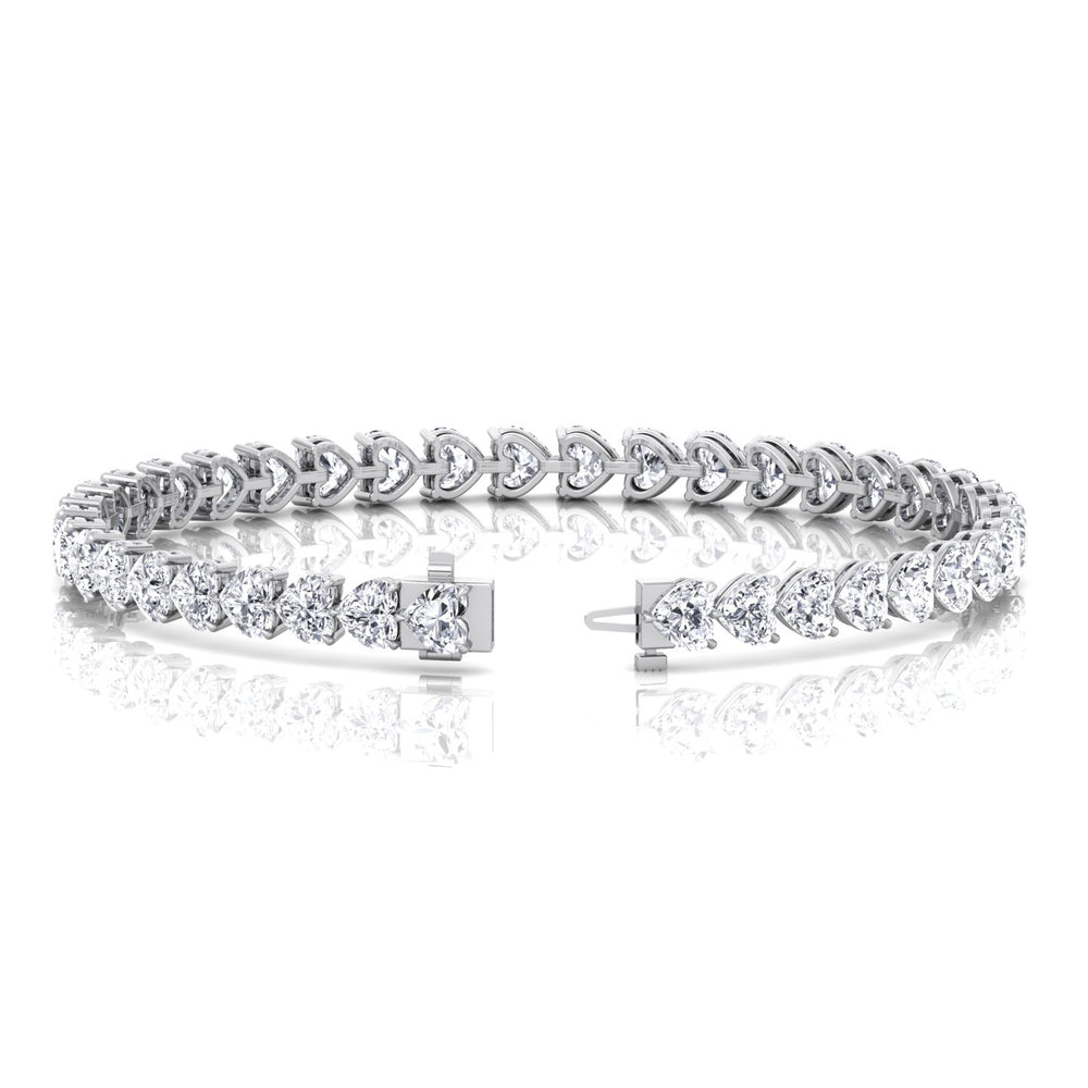 East to West Heart Shape Lab Grown Diamond Tennis Bracelet White Gold 14K