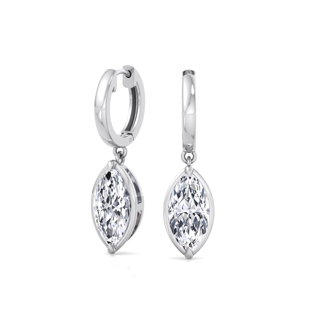 Marquise Shape Lab Grown Diamond Dangle Earrings WG 3