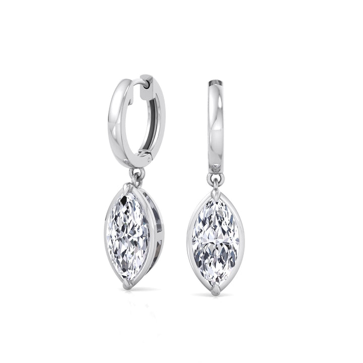 Marquise Shape Lab Grown Diamond Dangle Earrings WG 3
