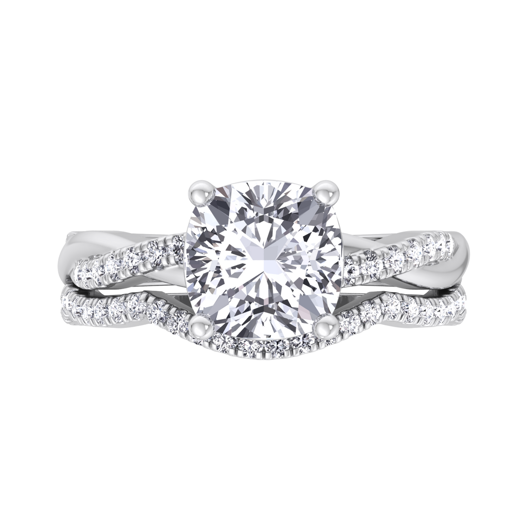 4.5CT Total Weight Cushion Cut Lab Grown Diamond Wedding Set White Gold 14K 18K