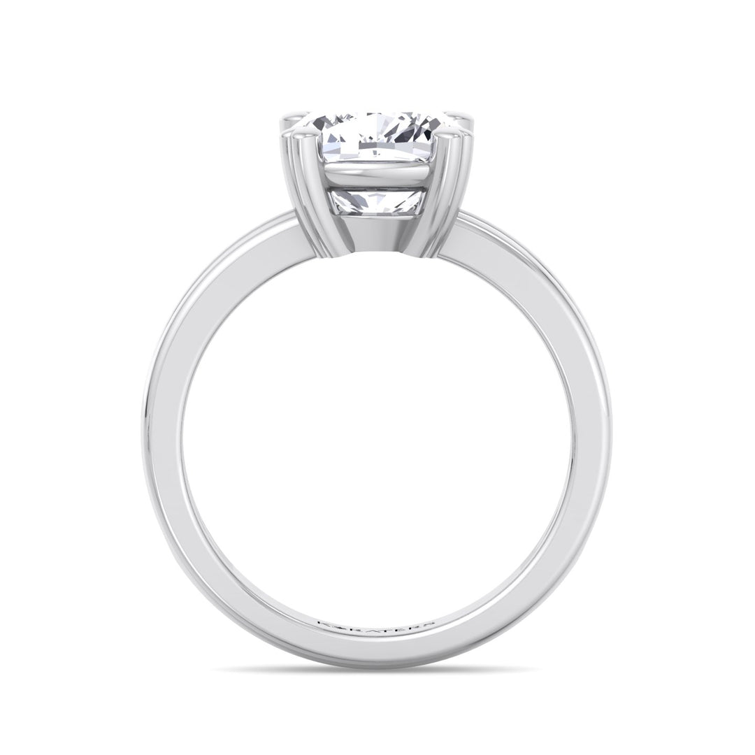 Cushion Cut Solitaire Lab Grown Diamond Engagement Ring with Double Band