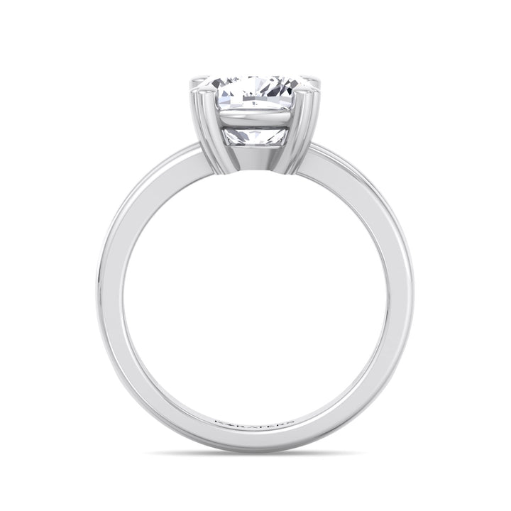 Cushion Cut Solitaire Lab Grown Diamond Engagement Ring with Double Band