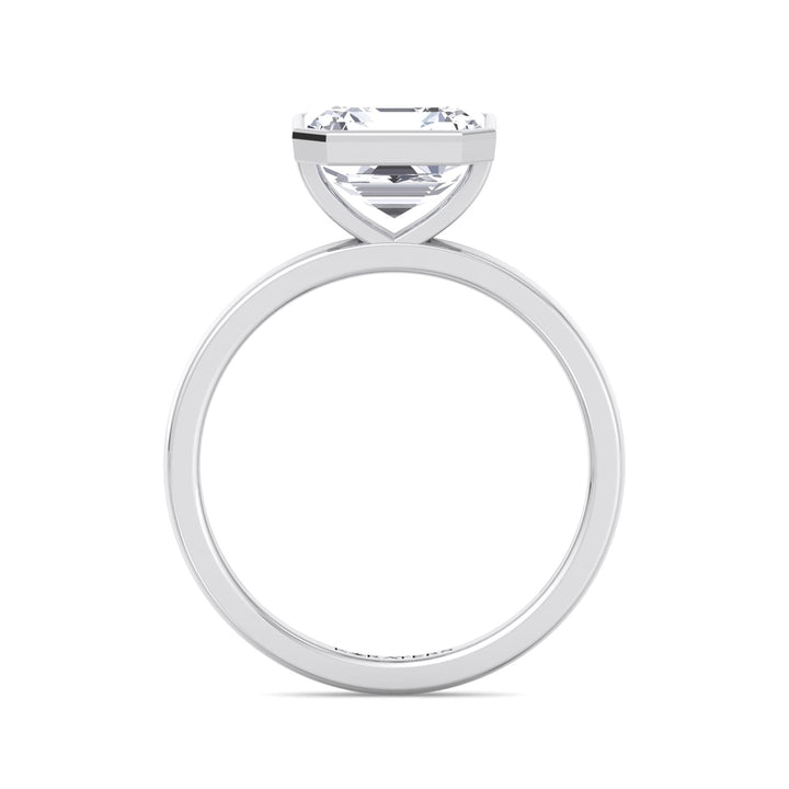 Asscher Cut Lab Grown Diamond Bezel Set Solitaire Engagement Ring