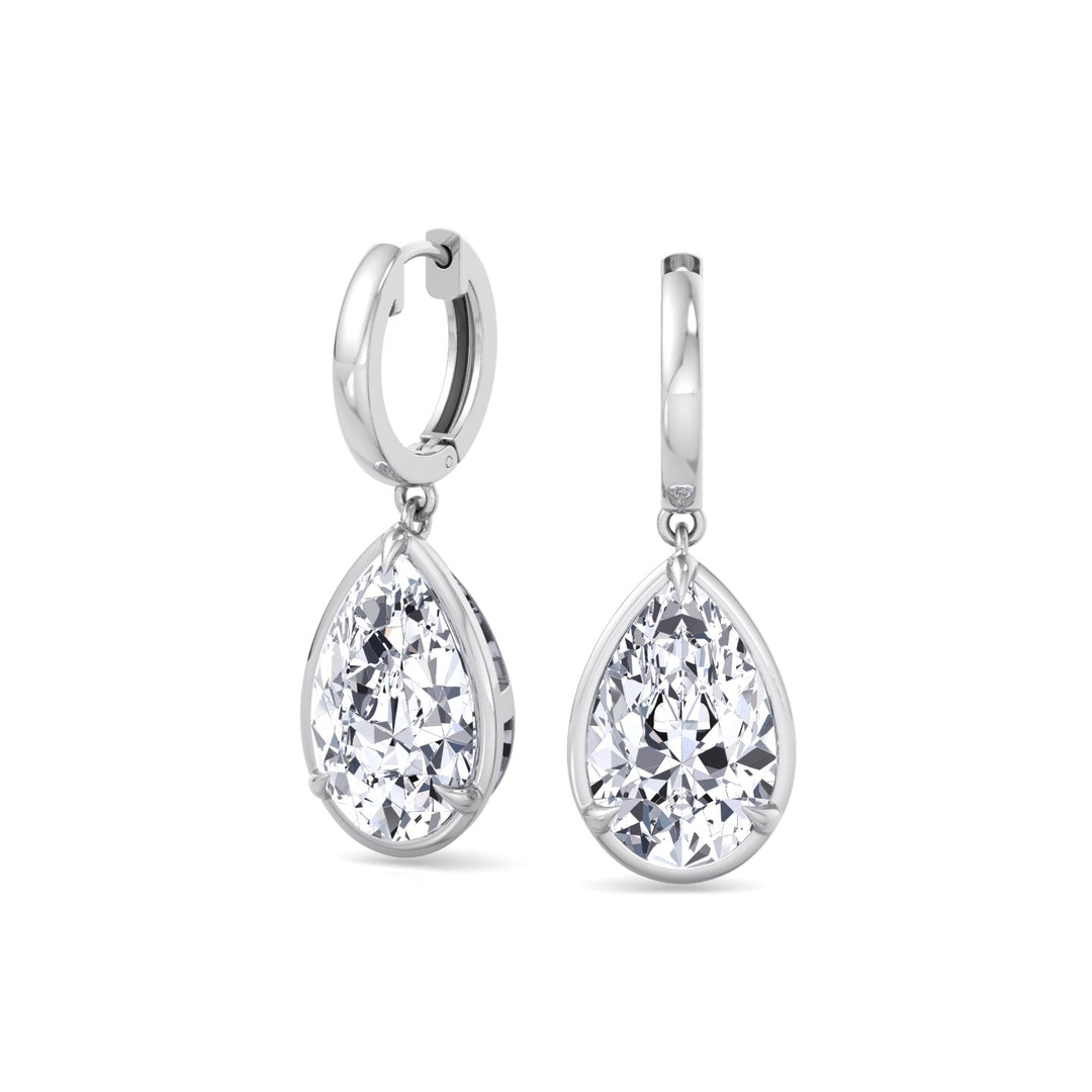 Pear Shape Lab Grown Diamond Drop Earrings WG 5