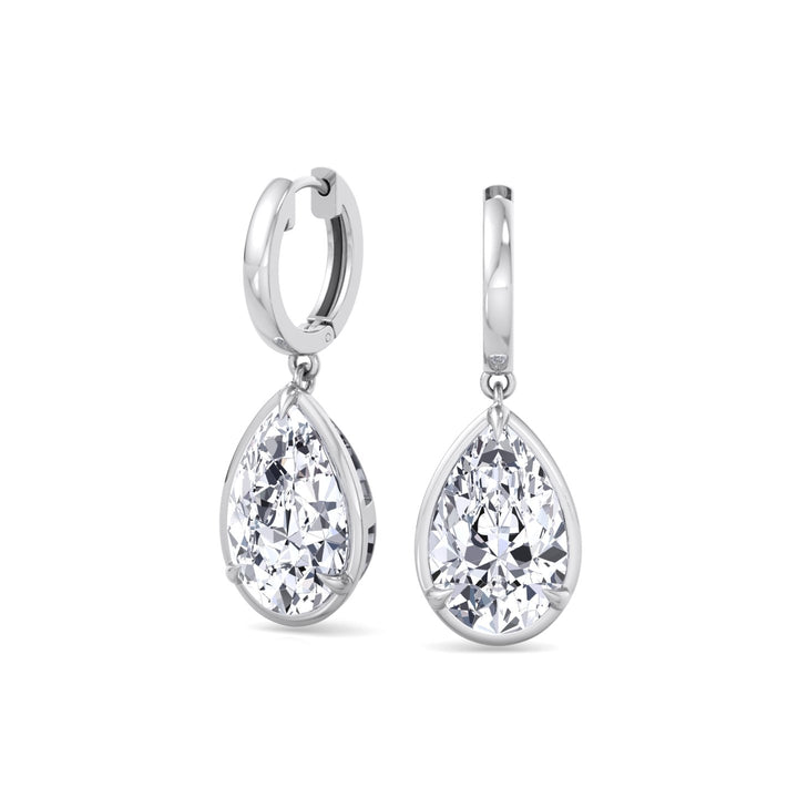Pear Shape Lab Grown Diamond Drop Earrings WG 5