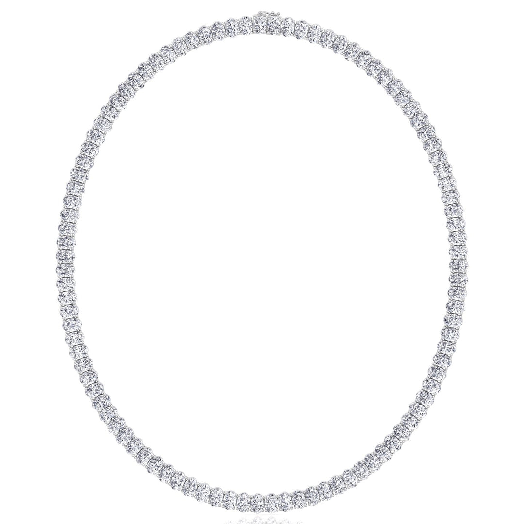 Oval Shape Lab Grown Diamond Tennis Necklace White Gold 14K 18K