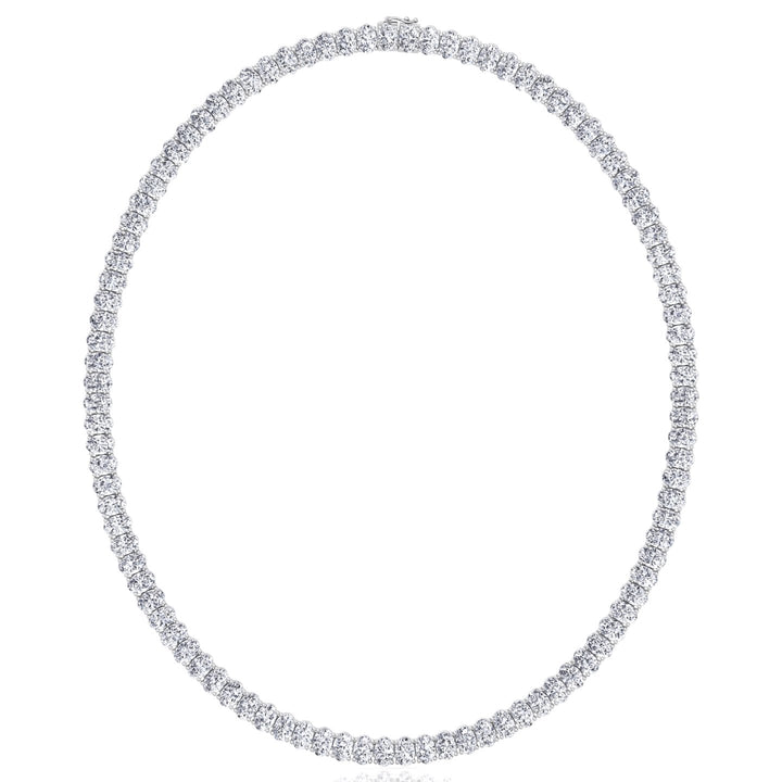 Oval Shape Lab Grown Diamond Tennis Necklace White Gold 14K 18K