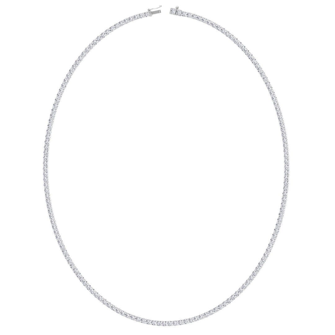 Round Cut Lab-Grown Diamond Tennis Necklace 4-Prong 14K Solid Gold