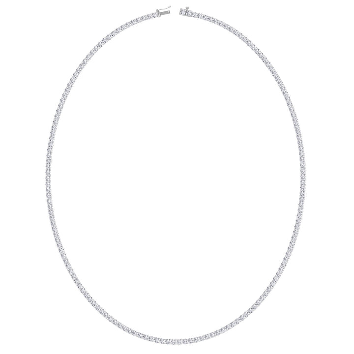 Round Cut Lab-Grown Diamond Tennis Necklace 4-Prong 14K Solid Gold