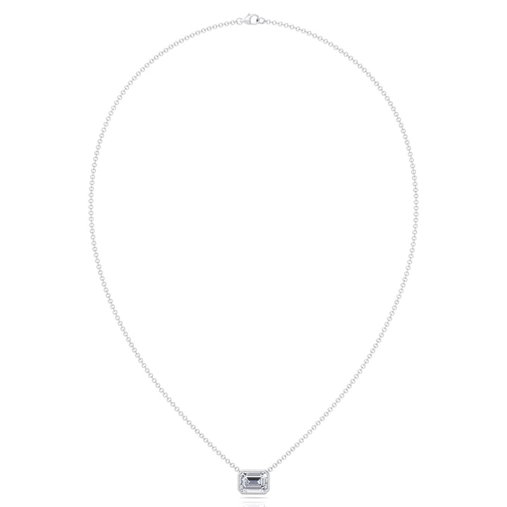 Emerald Shape Bezel Set Lab Grown Diamond Pendant White Gold 14K 18K